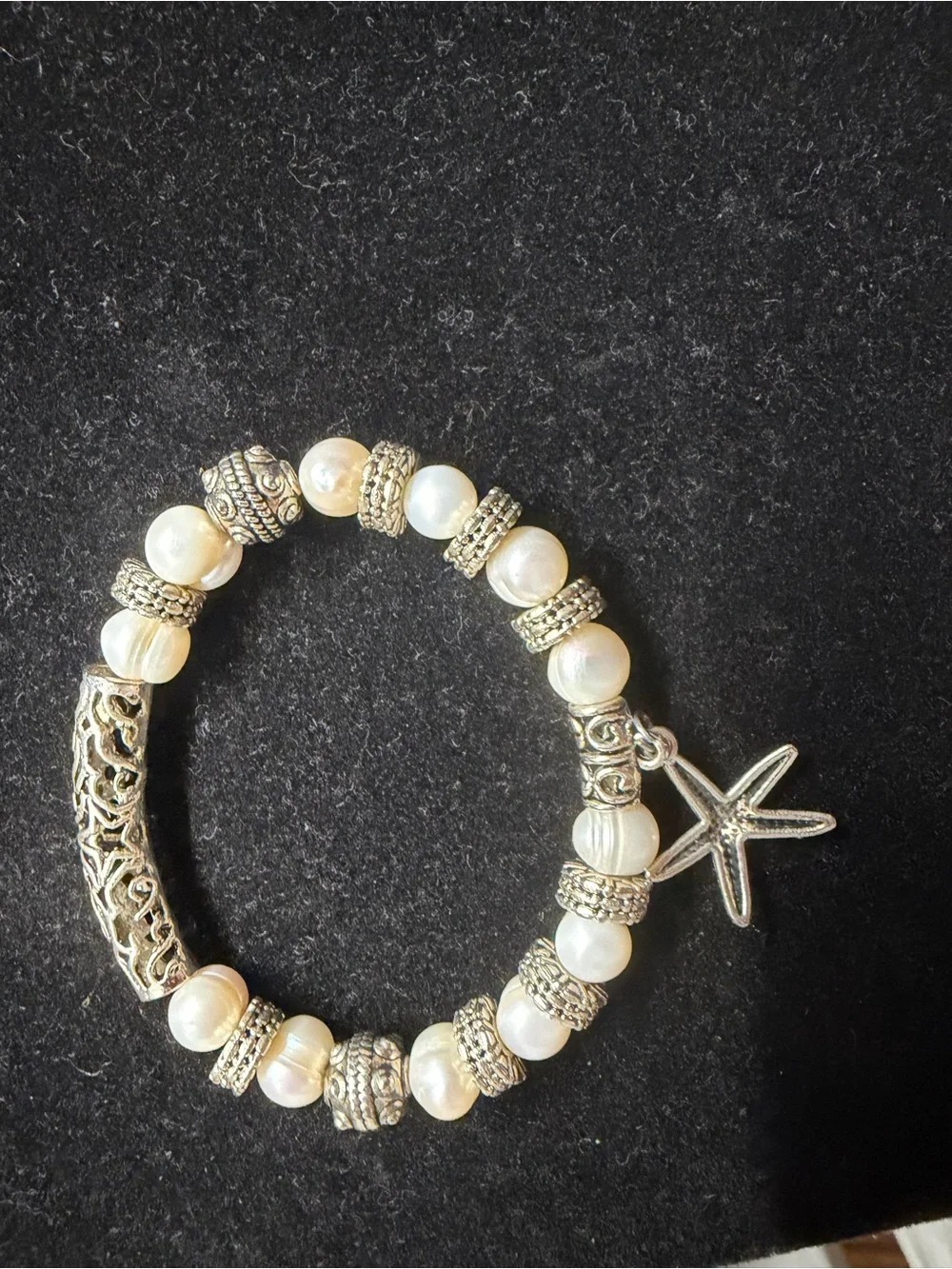 Starfish and Pearl Stretch Bracelet